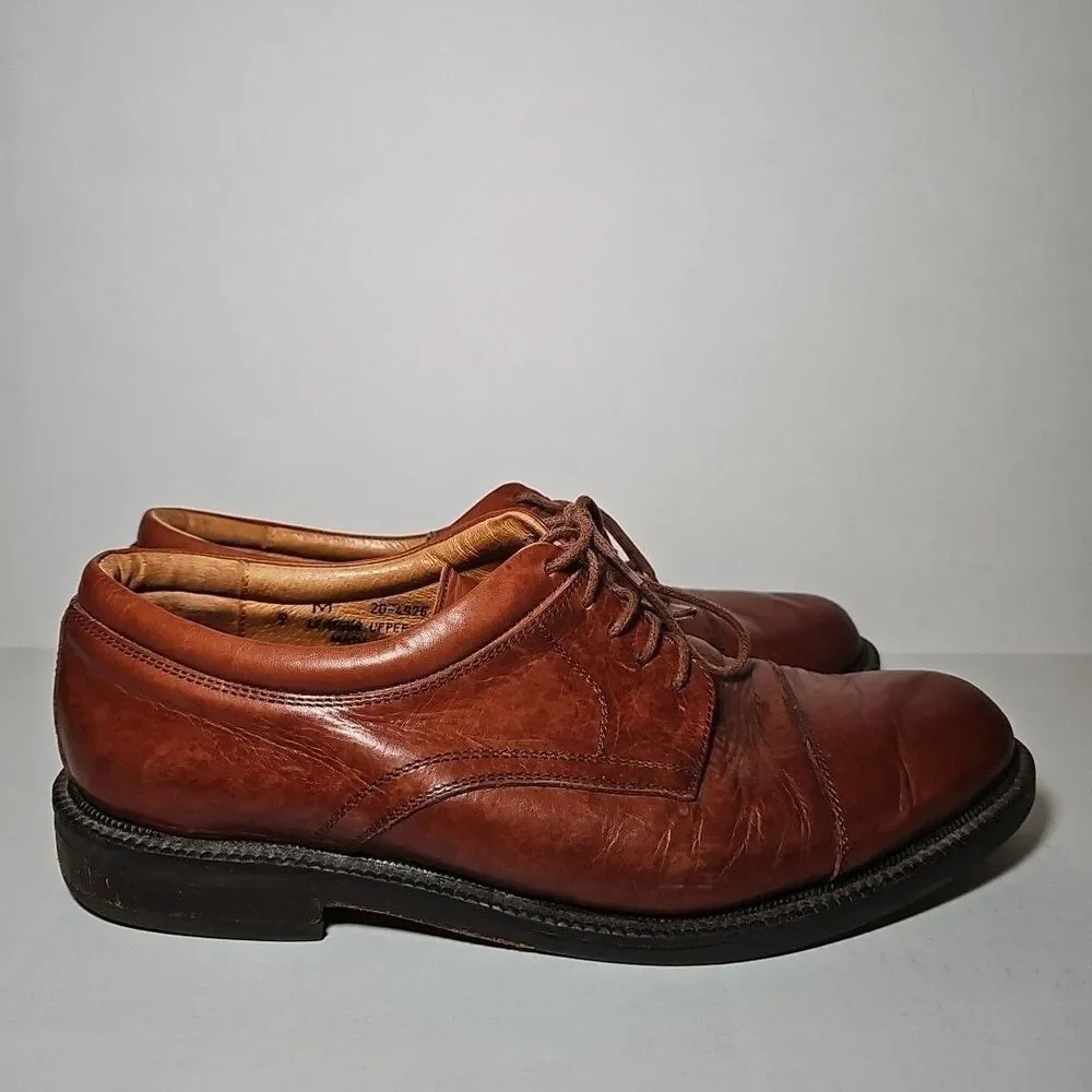 Men's Johnston & Murphy Passport Oxford Shoes 9M Brown Leather Cap-toe Italy